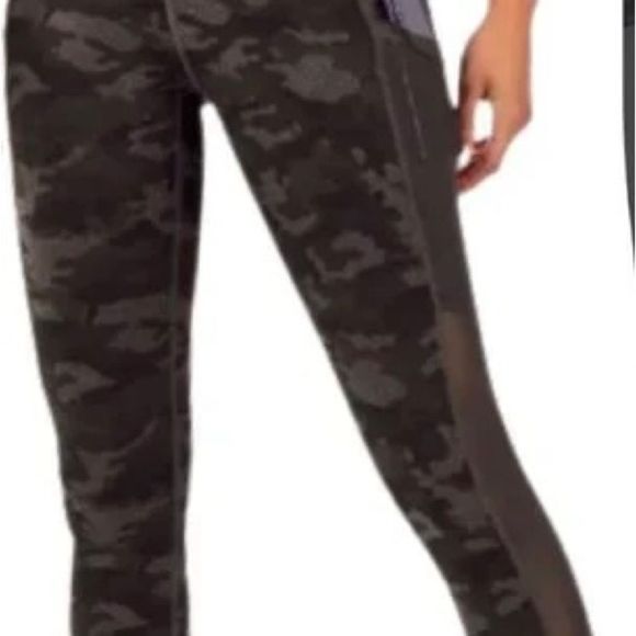 Fabletics Powerhold Athletic Leggings Green Camo Pull On Legging Pant - Picture 2 of 10